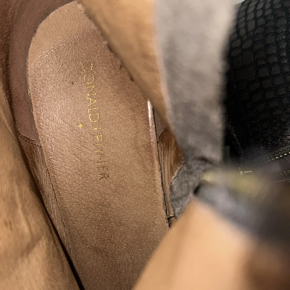Donald J. Pliner Brown Croc-Embossed Ankle Booties